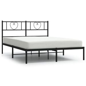 vidaXL Cadre de lit m&eacute;tal sans matelas avec t&ecirc;te de lit noir 120x190cm