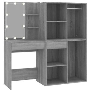 vidaXL Coiffeuse &agrave; LED avec armoires Sonoma gris Bois d'ing&eacute;nierie