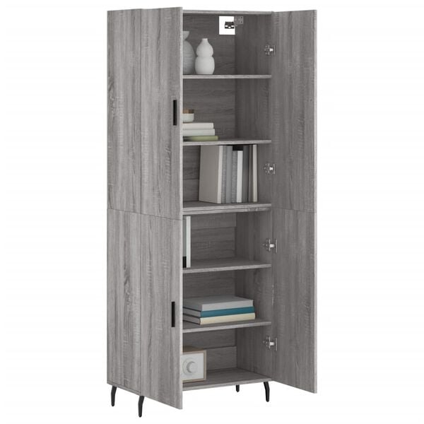 vidaXL Buffet haut Sonoma gris 69,5x34x180 cm Bois d'ing&eacute;nierie