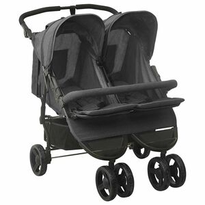 vidaXL Poussette &agrave; deux places Anthracite Acier