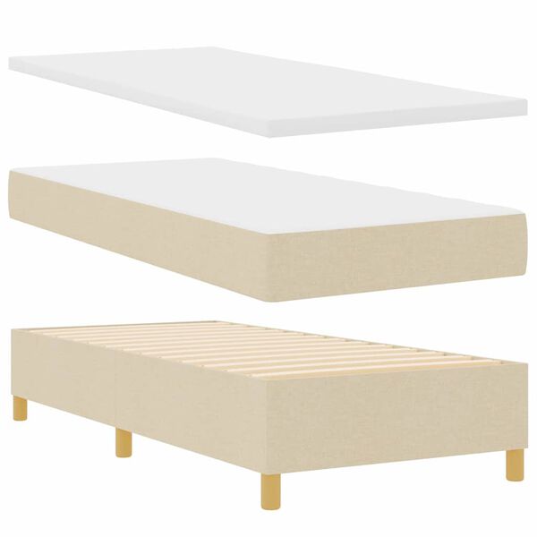 vidaXL Lit &agrave; ressorts avec matelas Cr&egrave;me 90 x 200 cm tissu