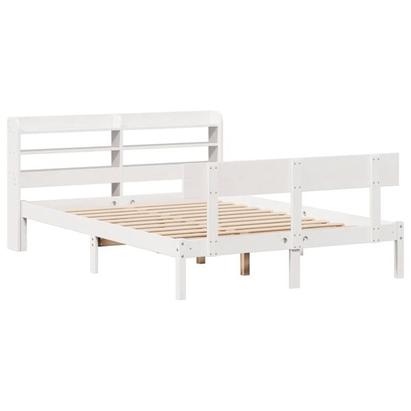 vidaXL Cadre de lit sans matelas blanc 135x190 cm bois de pin massif