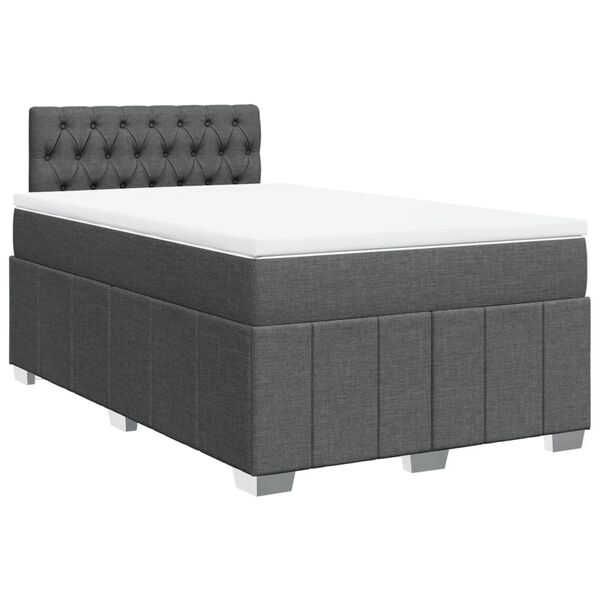 vidaXL Sommier &agrave; lattes de lit avec matelas gris fonc&eacute; 120x190cm tissu