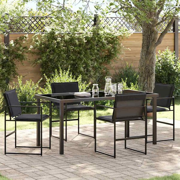 vidaXL Ensemble de salle à manger pour jardin 5 pcs Noir