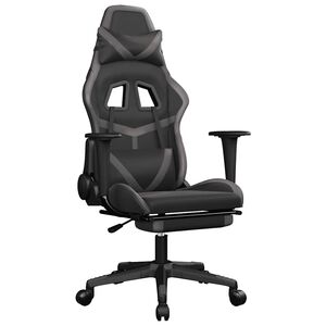 vidaXL Chaise de jeu de massage avec repose-pied Noir&Gris Similicuir
