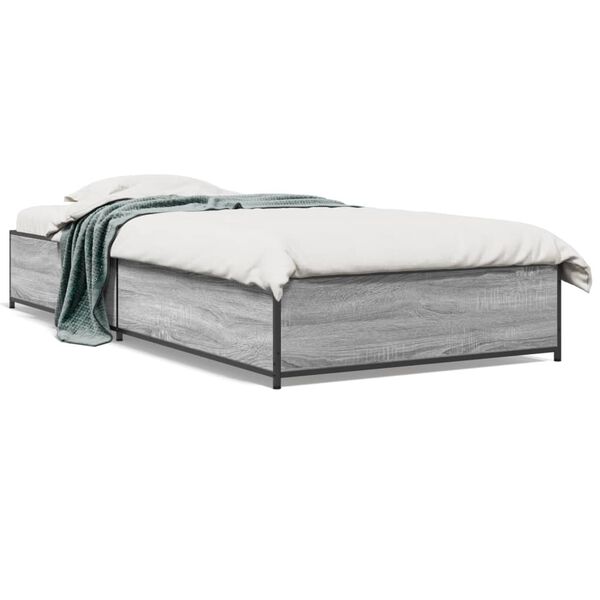 vidaXL Cadre de lit sans matelas sonoma gris 100x200 cm
