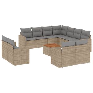 vidaXL Salon de jardin et coussins 12 pcs m&eacute;lange beige r&eacute;sine tress&eacute;e
