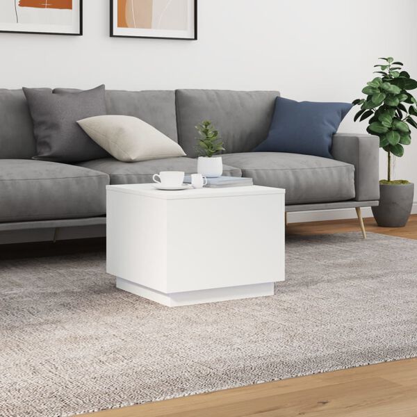 vidaXL Table basse avec lumières LED blanc 50x50x40 cm