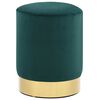 vidaXL Tabouret Vert fonc&eacute; et dor&eacute; Velours 28 x 36 cm