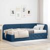 vidaXL Cadre de lit d'angle avec matelas Bleu 90 x 200 cm tissu