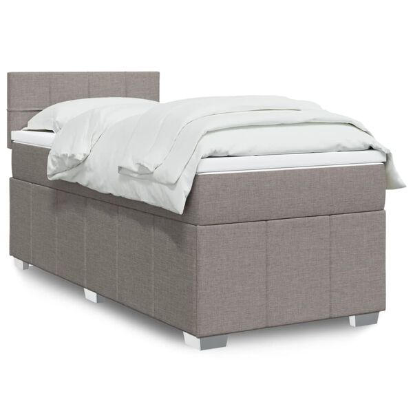 vidaXL Sommier &agrave; lattes de lit avec matelas Taupe 80x200 cm Tissu