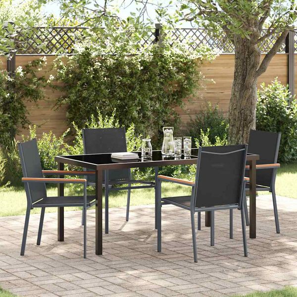 vidaXL Ensemble de salle &agrave; manger pour jardin 5 pcs Noir