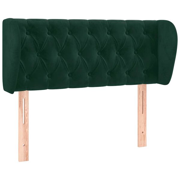 vidaXL T&ecirc;te de lit avec oreilles Vert fonc&eacute; 103x23x78/88 cm Velours