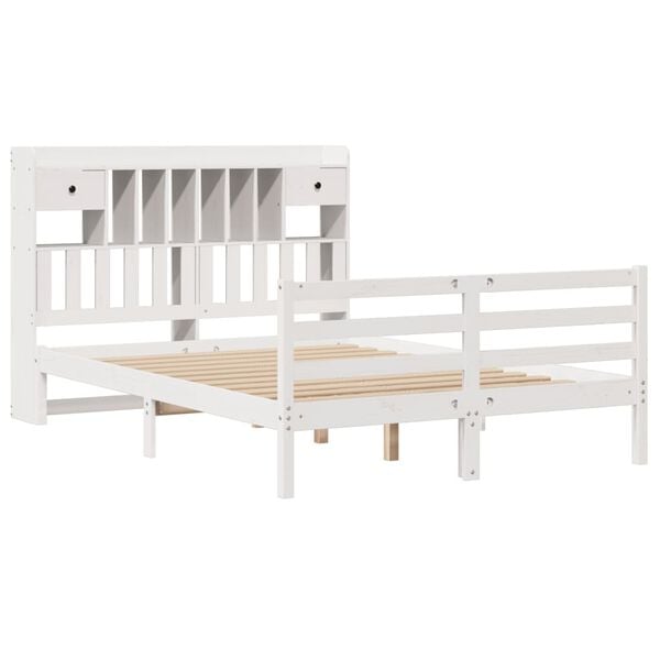 vidaXL Lit biblioth&egrave;que sans matelas blanc 160x200 cm bois pin massif