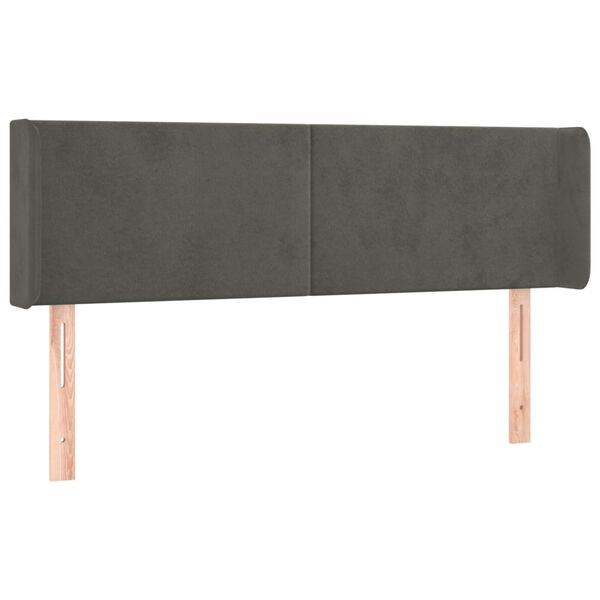 vidaXL Tête de lit à LED Gris foncé 147x16x78/88 cm Velours