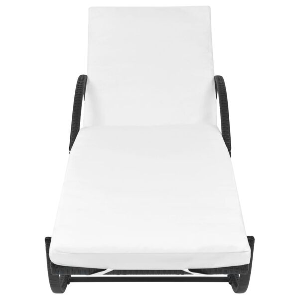 vidaXL Chaise longue avec coussin Résine tressée Noir