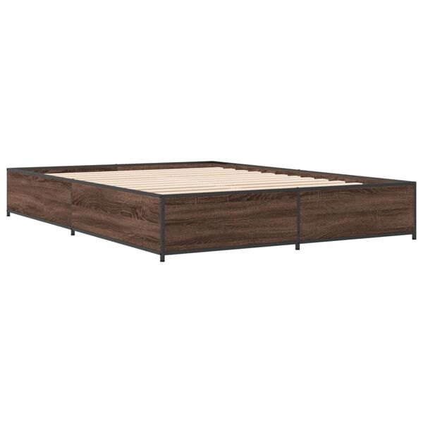 vidaXL Cadre de lit sans matelas ch&ecirc;ne marron 135x190 cm