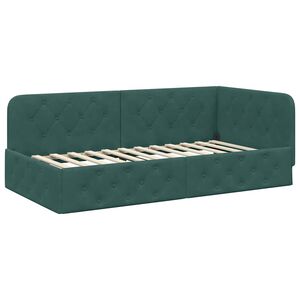 vidaXL Cadre de lit d'angle Vert fonc&eacute; 90 x 190 cm Velours