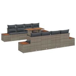 vidaXL Ensemble de salle &agrave; manger pour jardin 9 pcs Gris et marron