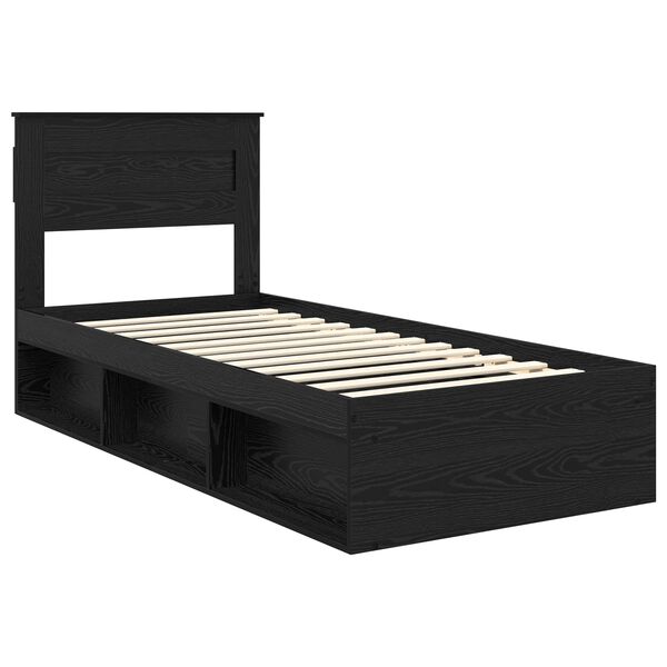 vidaXL Cadre de lit avec matelas Noir 75 x 190 cm Pin massif