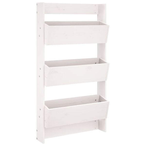 vidaXL Jardini&egrave;re murale 3 niveaux 60x18,5x110 cm blanc pin massif