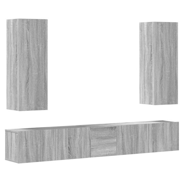vidaXL Ensemble de meubles TV 5 pcs Sonoma gris Bois d'ing&eacute;nierie