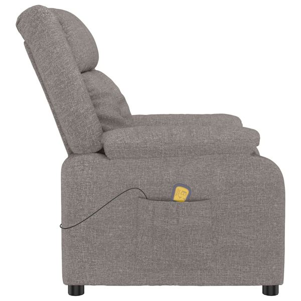 vidaXL Fauteuil de massage Taupe Tissu