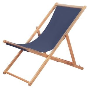 vidaXL Chaise pliante en tissu et structure en bois bleue