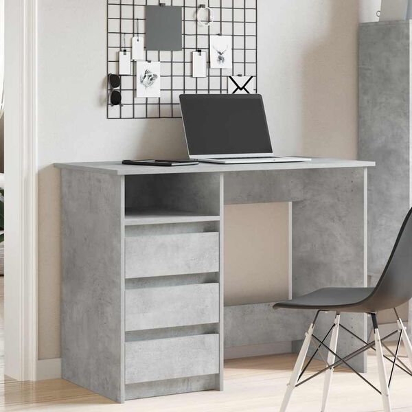 vidaXL Bureau gris béton 102x50x75 cm bois d'ingénierie