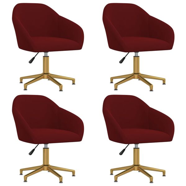 vidaXL Chaises &agrave; manger pivotantes lot de 4 rouge bordeaux velours
