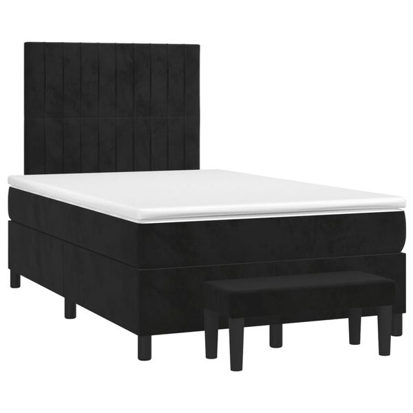 vidaXL Sommier &agrave; lattes de lit avec matelas noir 120x190 cm velours