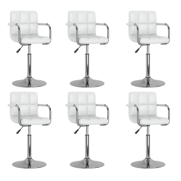 vidaXL Chaises pivotantes &agrave; manger lot de 6 blanc similicuir
