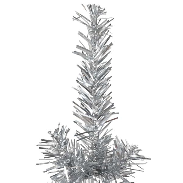 vidaXL Demi sapin de Noël artificiel mince avec support Argenté 210 cm