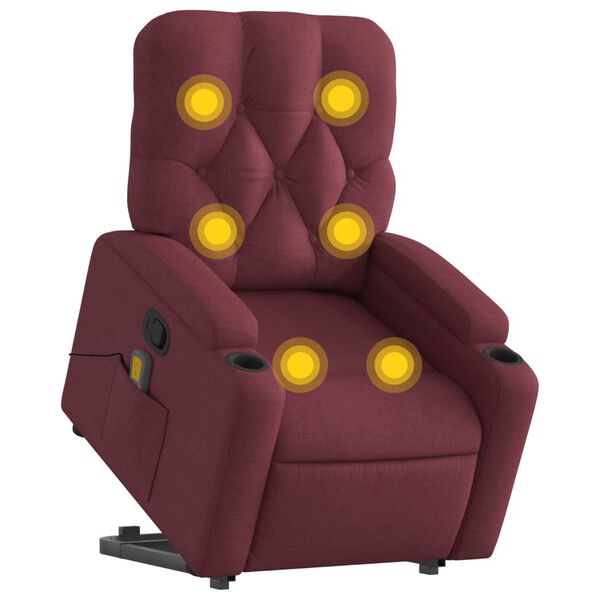 vidaXL Fauteuil inclinable de massage Rouge bordeaux Tissu