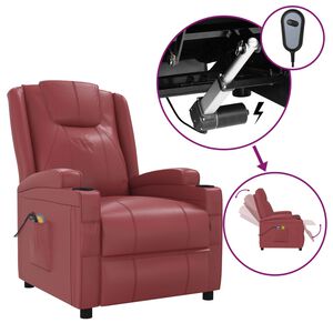 vidaXL Fauteuil de massage &eacute;lectrique Rouge bordeaux Similicuir