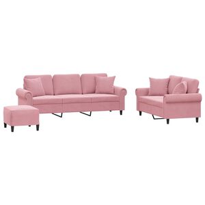 vidaXL Ensemble de canap&eacute;s 3 pcs avec coussins rose velours
