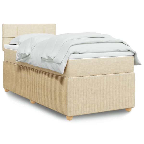 vidaXL Sommier &agrave; lattes de lit avec matelas Cr&egrave;me 80x200 cm Tissu