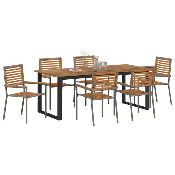 vidaXL Ensemble de salle à manger pour jardin 7 pcs Gris