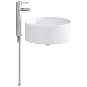 vidaXL Lavabo de salle de bain avec robinet et &eacute;vacuation Chrome