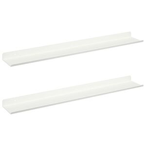 vidaXL &Eacute;tag&egrave;re flottante 2 pc Blanc 60 x 8,5 x 2,5 cm Acier
