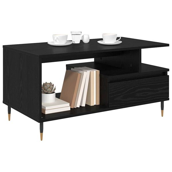 vidaXL Table basse Ch&ecirc;ne noir 90 x 49 x 45 cm Bois d'ing&eacute;nierie