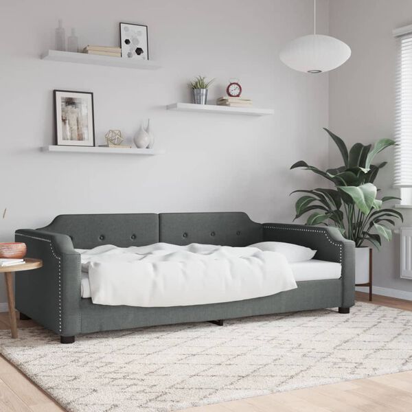 vidaXL Lit de repos sans matelas gris fonc&eacute; 90x200 cm tissu