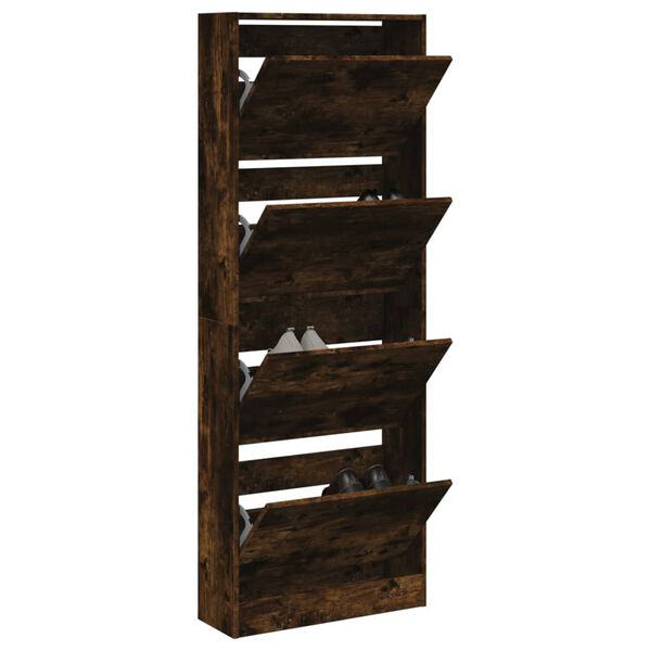 vidaXL Armoire à chaussures chêne fumé 60x21x163,5 cm bois ingénierie