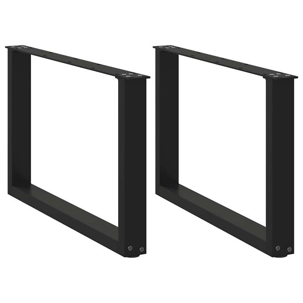 vidaXL Pieds de table basse en U, 2 pi&egrave;ces, noir, 60 x (42-43) cm, acier