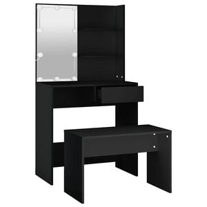 vidaXL Ensemble de coiffeuse avec LED Noir Bois d'ing&eacute;nierie