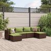 vidaXL Salon de jardin 6 pcs avec coussins Marron R&eacute;sine tress&eacute;e