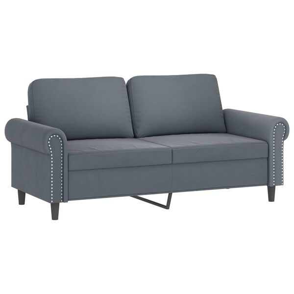 vidaXL Canapé 2 places avec oreillers gris foncé 140 cm velours