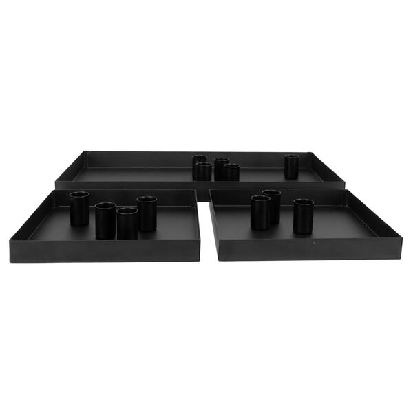 House Nordic Plateaux 3 pcs Helena avec porte-bougies Noir