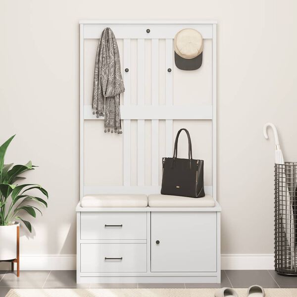 vidaXL Portemanteau SANDNES blanc 87x40x159,5 cm bois massif pin