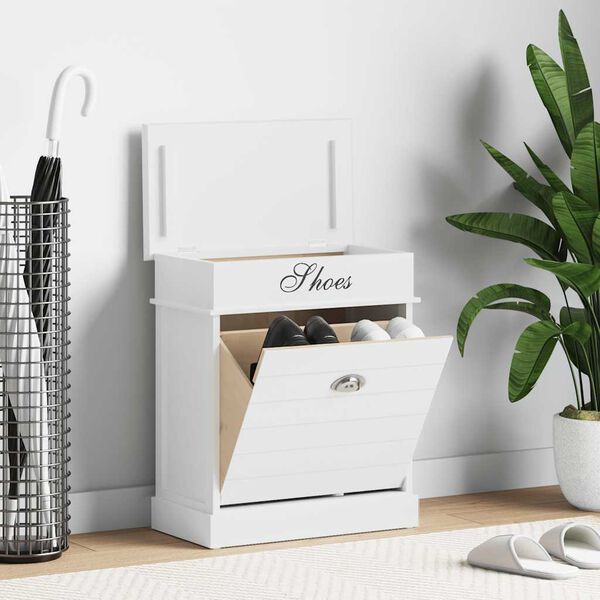 vidaXL Armoire &agrave; chaussures Blanc 50 x 28 x 58 cm Bois de Paulownia